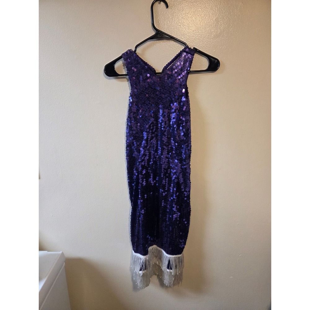 De Oscar Collection Purple Sequin Fringe Flapper Dance Costume Dress Size 18